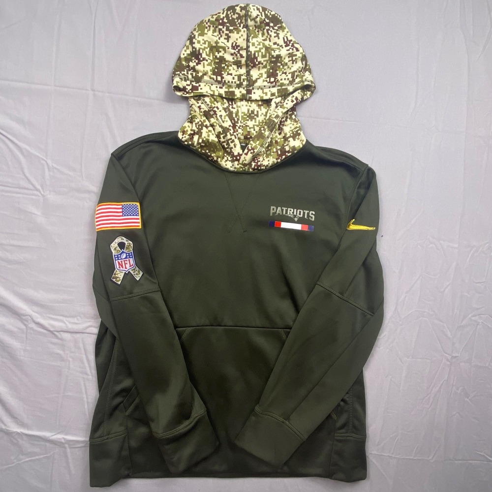 Nike NFL Patriots Salute To Service Hoodie Mens Medium Olive Green Camo NFL Team
